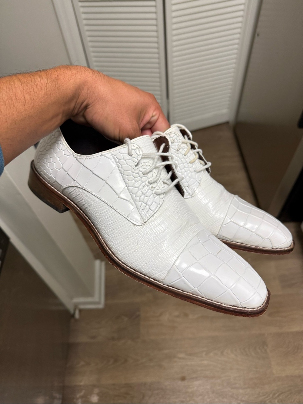 Stacy Adams White 25630-100 Tedesco Dress Shoes Men Size 11 Used
